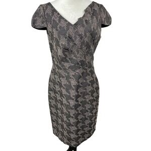 David Meister Houndstooth Dress‎ Sheath Cap Sleeve Career Party Size 10